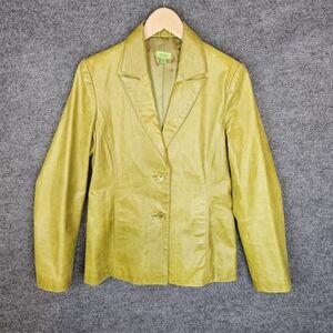 Vintage Vibe‎ John Carlisle Avocado Green Leather Jacket - Size M